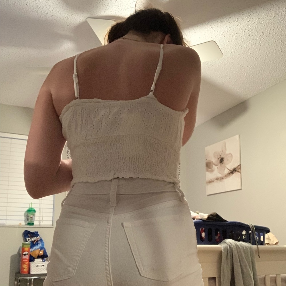 Sim & Sam White Patterned Crop Top Tank - Picture 5 of 5